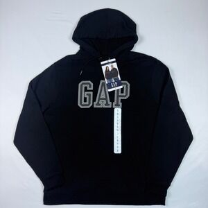 Gap Logo Hoodie Adult Small Black Fleece Pullover NWT GP009969